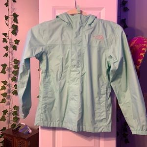 Teal girls raincoat. The north face